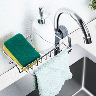 Picture of Adjustable Stainless Sink Sponge Holder/ Rack Towel Soap Kitchen Shelf Drainer Basket.