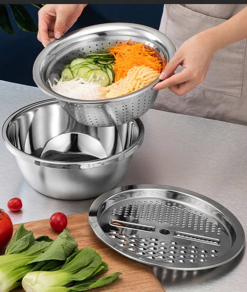 Picture of Stainless Steel Vegetable Slicer Grater 3in1 stainless steel 26cm