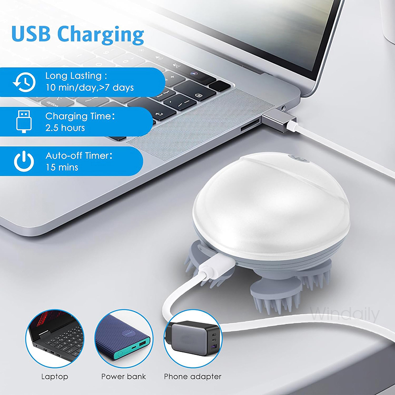 Picture of Electric Scalp Head Massager Red Light Therapy Antistress Relax Body Massage Remove Muscle Tension Tiredness