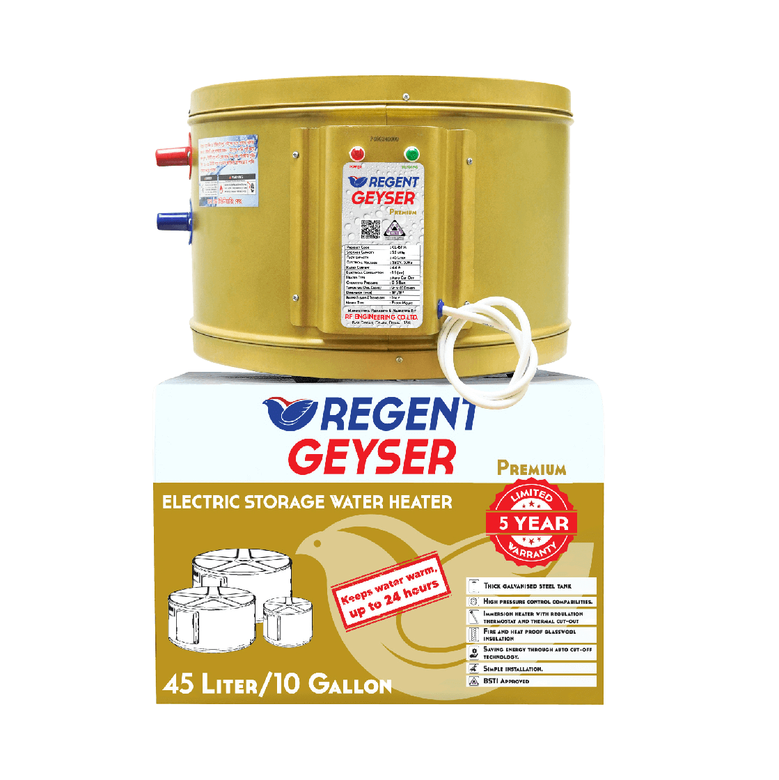 Regent Premium 45 Liter Geyser (Golden) Electropiaonline shop bangladeshothoba.com