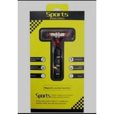 Picture of Stereo Super Wireless Sports Bluetooth Magnet Earphone- Black(With Out Box)