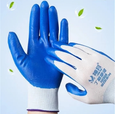 Picture of 1 Pair Nylon Rubber coated Safety Hand Gloves for Industrial, Household, gardening work