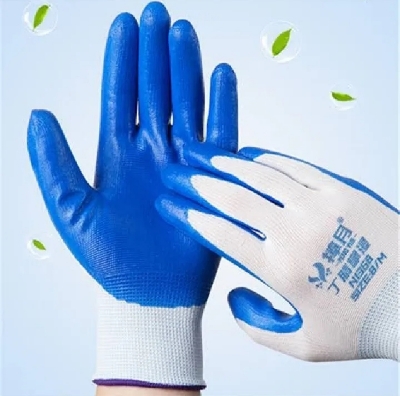 Picture of 1 Pair Nylon Rubber coated Safety Hand Gloves for Industrial, Household, gardening work