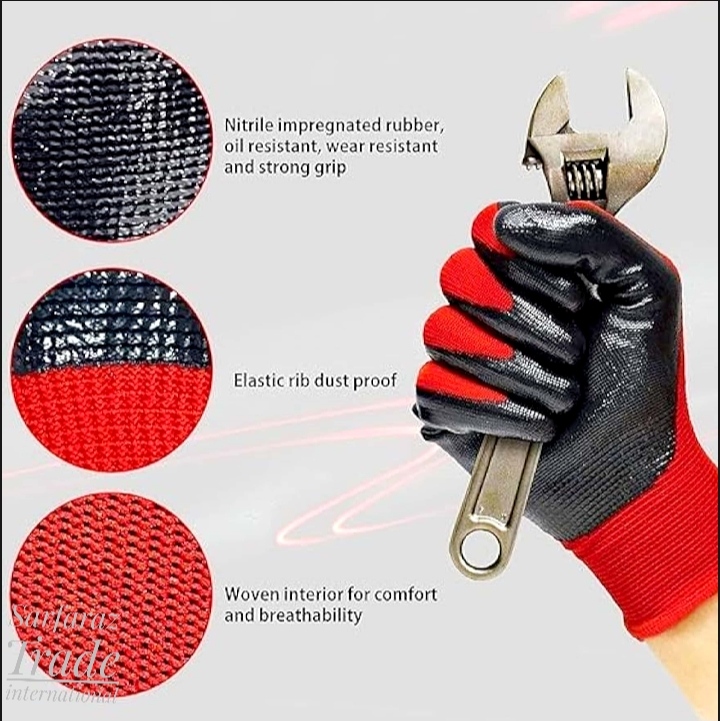 Picture of 1 Pair Nylon Rubber coated Safety Hand Gloves for Industrial, Household, gardening work