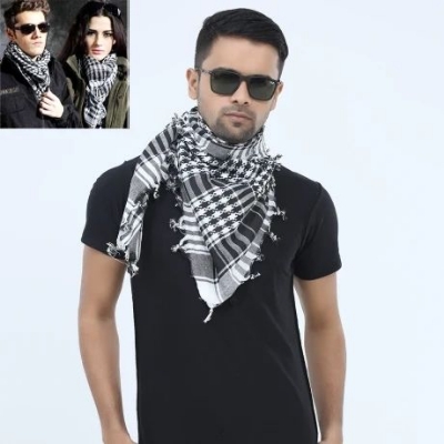 Picture of Soft Cotton Head scarf (40/40 inch) Haji Rumal/Gamcha Muslim Busana/Tie/Cap Hazi Pagri/Keren/Towel Men's Hijab/Hejab Tupi/Hat for Men-Black