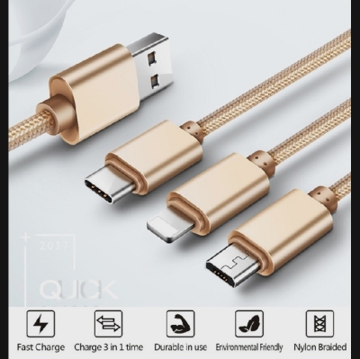 Picture of 3 in 1 USB Cable For Android Travel Multi Fast Charging Charger USB Type C Type-c Micro USB Cable For Mobile Phone