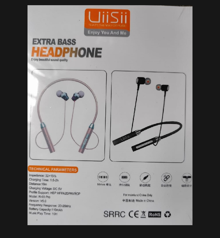 Picture of Uiisii R03 Pro High Quality Wireless Bluetooth Neckband Extra Bass Headphone