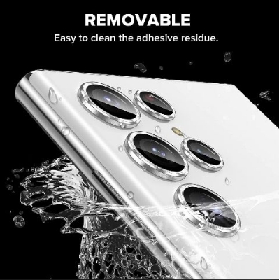 Picture of Samsung S23 Ultra Camera Lens Protector, Keep Lens Original Design, 9H Tempered Glass Metal Ring Camera Cover Screen Protector Case Friendly Night Shot Mode HD Clear