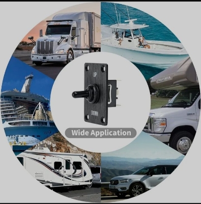 Picture of Boat Trim Switch, Briidea Marine Toggle Up Down Switch for RV Boat 12V 15A On Off On Momentary Panel 3Pin Control.BD