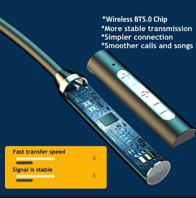 Picture of Wireless Headphones Bluetooth 5.0 Neckband Earphones Silicone Hifi 9D Stereo Sports Headset Halter Waterproof Magnetic Earbuds