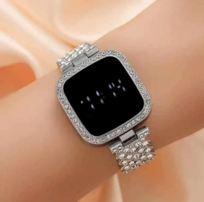 Picture of Full Diamond Touch Screen LED Watch Ladies Fashion Quartz Watch Diamond Steel Strap 30M Waterproof Watch for Women & girls