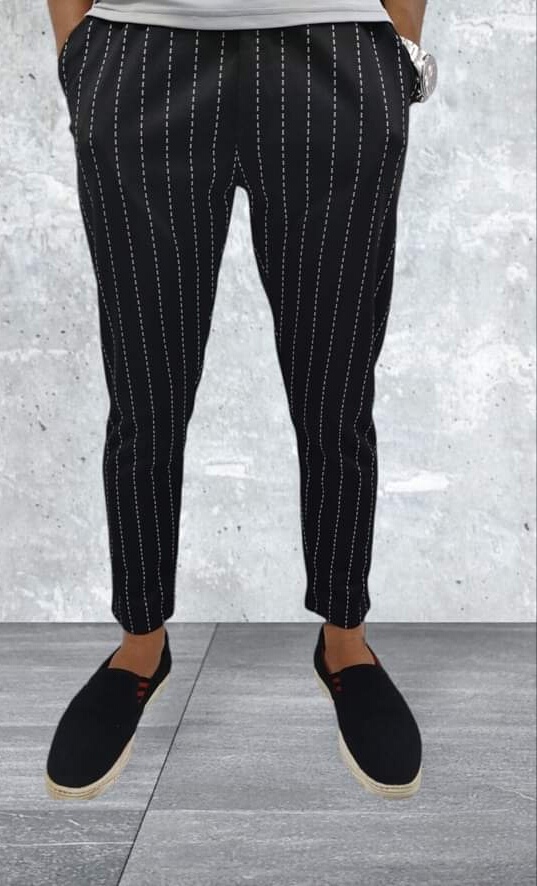 Picture of Men Harem Pants Striped Drawstring Elastic Waist Slim Fit Streetwear Spring Autumn Stretch Ankle Tied Pencil Pants for Daily