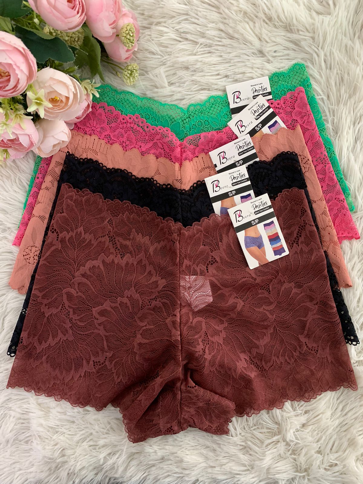 Picture of Women Panty Lace Seamless transparent Girls mesh low waist hot female triangle Ladies underwear 5Pcs Set