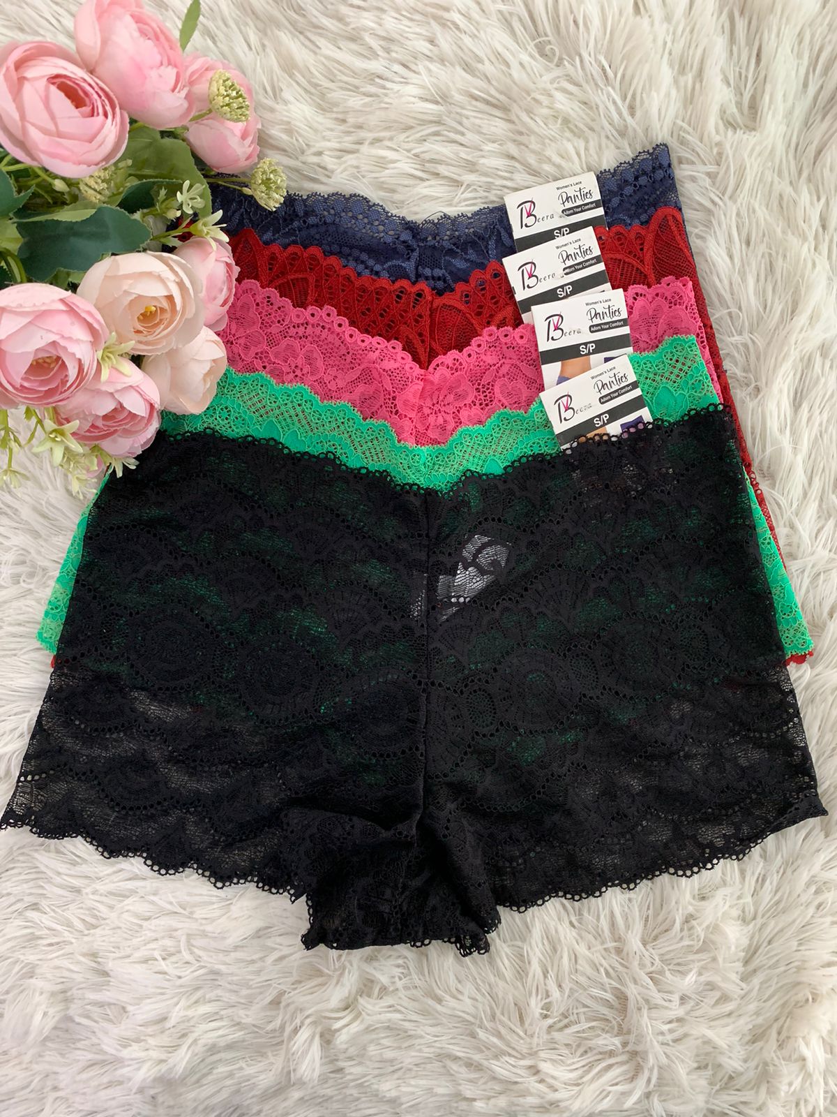 Picture of Women Panty Lace Seamless transparent Girls mesh low waist hot female triangle Ladies underwear 5Pcs Set