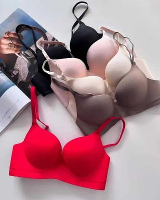 Picture of Women Gathered Seamless Lingerie Solid Small Breast Wireless Push Up Bra One Piece Thickened Comfortable Anti Sagging Invisible

C