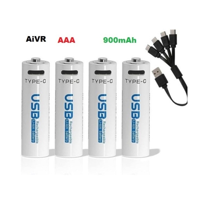 Picture of AiVR AAA Type-C Batteries 900mAh USB Rechargeable 4pc