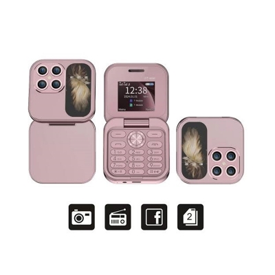 Picture of i17 Mini Flip Phone 2 SIM Rose Gold