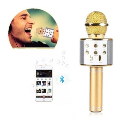 Picture of HORNORM WS858 Bluetooth Wireless Karaoke Microphone MIC Speaker - Golden