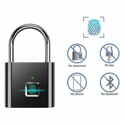 Picture of AR08 Fingerprint Lock 20 Finger Support Rechargable Waterproof