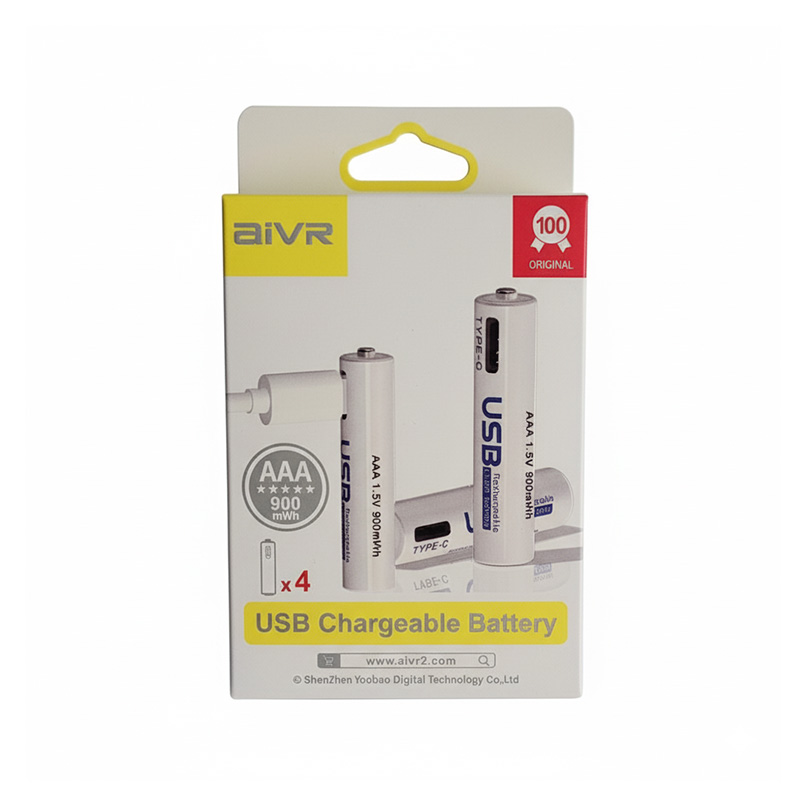 Picture of AiVR AAA Type-C Batteries 900mAh USB Rechargeable 4pc