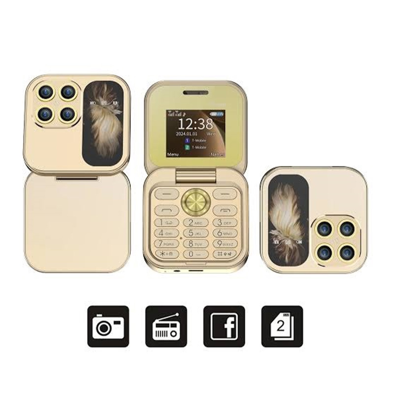 Picture of i17 Mini Flip Phone 2 SIM Gold