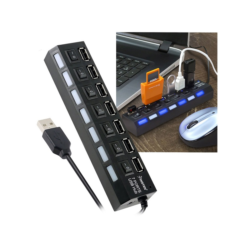 Picture of 7 in 1 USB Hub Individual ON/Off Switches LED