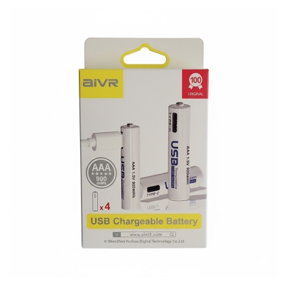 Picture of AiVR AAA Type-C Batteries 900mAh USB Rechargeable 4pc