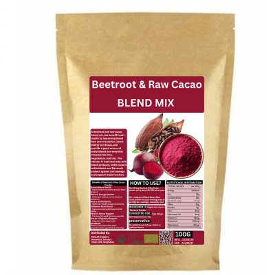 Picture of JR Organic Beetroot & Raw Cacao powder/ Superfood Blend Powder/ Super Power Blend Mix 50gm
