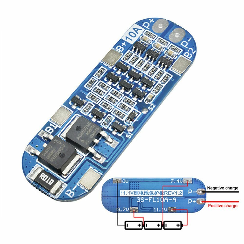 Picture of 3S 10A BMS Charger Protection Board for Pack of 3 Li-ion lithium Battery Cell
