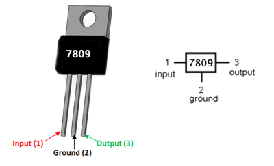 Picture of LM 7809 Regulator IC for voltage buck converter