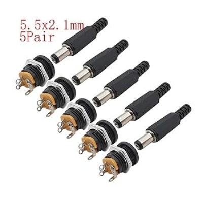Picture of 5Pair- MALE FEMALE Jack Connector Plug 5V 12V 24V DC Jack Male & PCB Mount Socket Female DC Power Jack 2.1mm Plug Socket Power Supply For LED Cable Adapter Ratings 756 Answered Questions