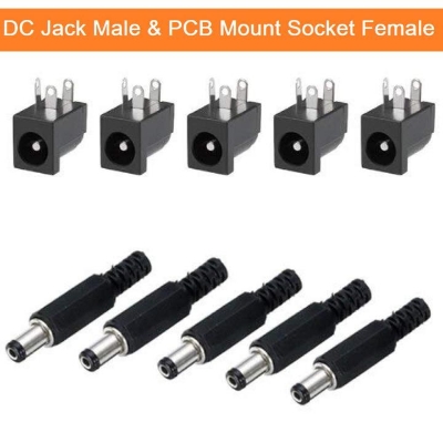 Picture of 5Pair- MALE FEMALE Jack Connector Plug 5V 12V 24V DC Jack Male & PCB Mount Socket Female DC Power Jack 2.1mm Plug Socket Power Supply For LED Cable Adapter Ratings 756 Answered Questions