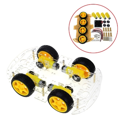 Picture of 4WD Smart Robot Car Chassis 4WD Kit Multi-Functional 4WD Smart Robot Car Double Layer Acrylic Chassis Plate 26cm Kit Without Battery Holder For Arduinos Uno R3 Electronics Circuitry & Parts With Battery Holder