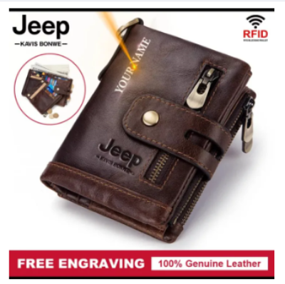 Picture of Luxury Striped Men's Leather Wallet 3 Folds Male Purse With Photo Holder Credit Card Holder For Man - Multicolor