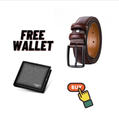 Picture of Long Lasting pu Leather Belt For Men (wallet Free) - Chocolate