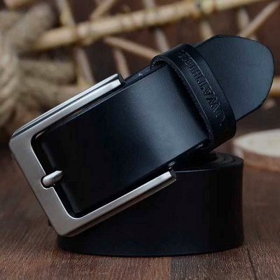 Picture of Long Lasting Black Artificial Leather Belt For Artificial Leather new collection brown Belt For Men 2024 - Black