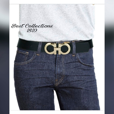 Picture of Ferragamo High Quality Artificial Leather new collection brown Belt For Men 2024's Black Belt Leather Male Strap Pin Buckle Casual Belt - Black