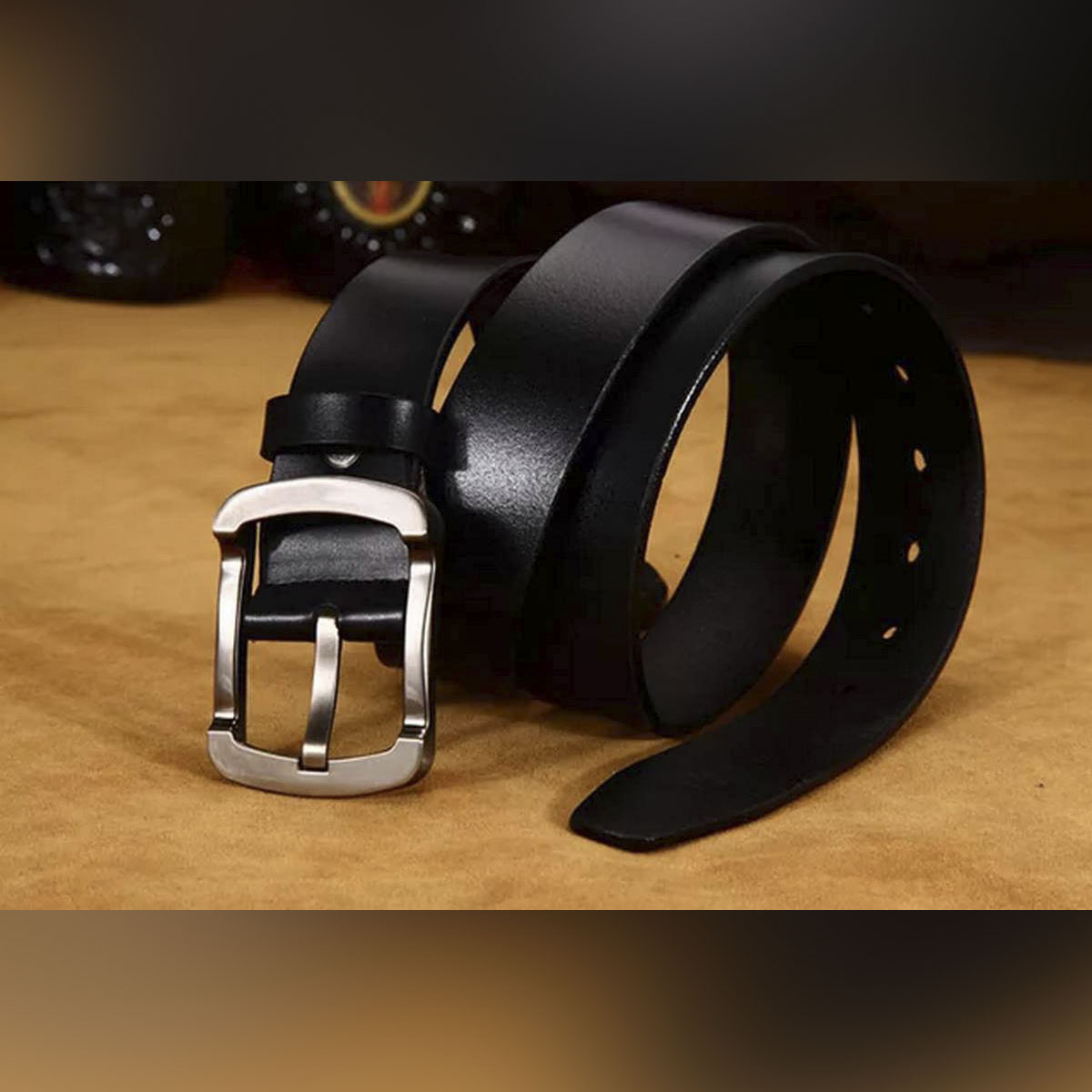 Picture of Premium Quality Artificial Leather new collection brown Belt For Men 2024's Black Belt Leather Male Strap Pin Buckle Casual Clothes Gift Solid Adult - Black