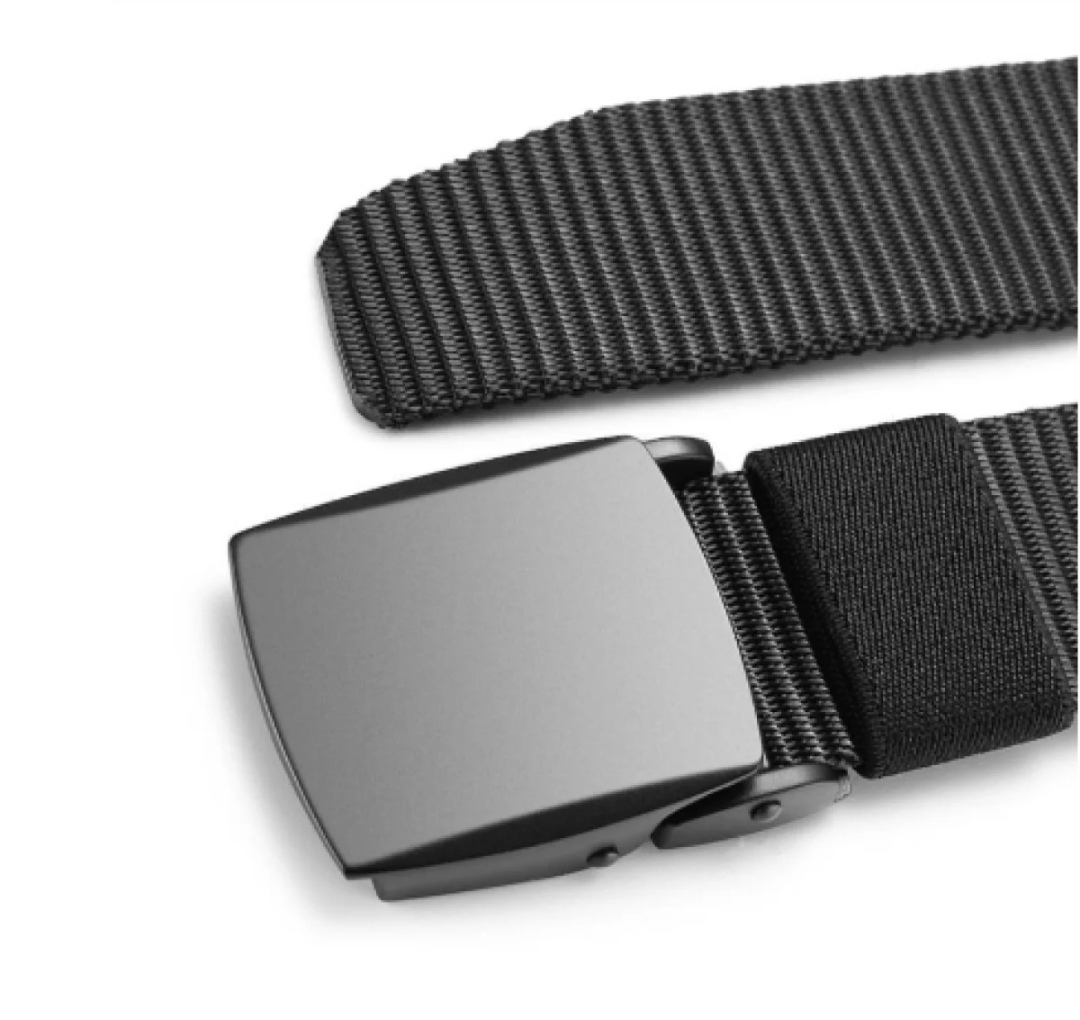 Picture of Fashionable High Quality Artificial Leather new collection brown Belt For Men 2024 Black Nylon Belt Outdoor Automatic Buckle Canvas Belts - Black