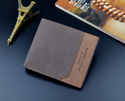 Picture of Canvas Men Wallet Black/Brown Card Holder Wallet Male Money Bag ID/photo/bank Holder Short Purse Credit Card Case Bag - Multicolor