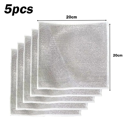 Picture of 5 Pcs Magic Cleaning Cloth | Kitchen Dishwashing Towels with Metal Steel Wire - Multicolor