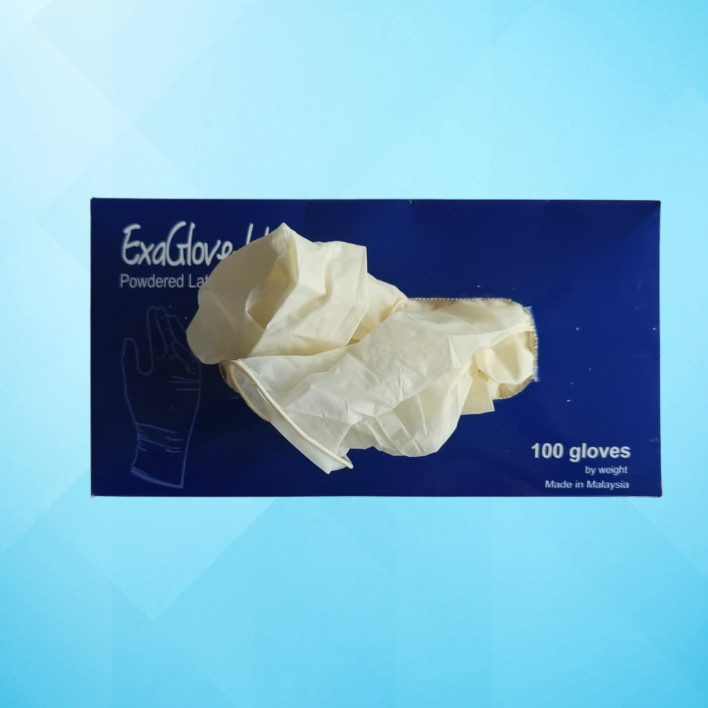 Picture of Examination Gloves Latex Powdered- Size - M - Exa Glove-Ltx- 100 Pcs Box- Surgical Hand Gloves