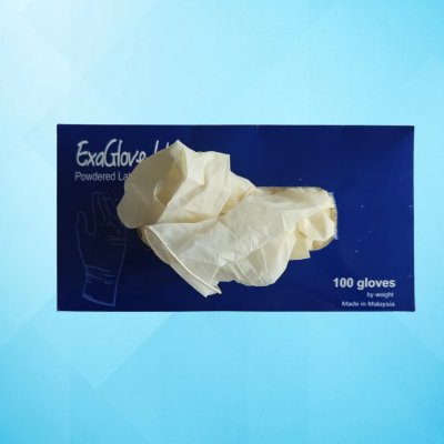 Picture of Examination Gloves Latex Powdered- Size - M - Exa Glove-Ltx- 100 Pcs Box- Surgical Hand Gloves