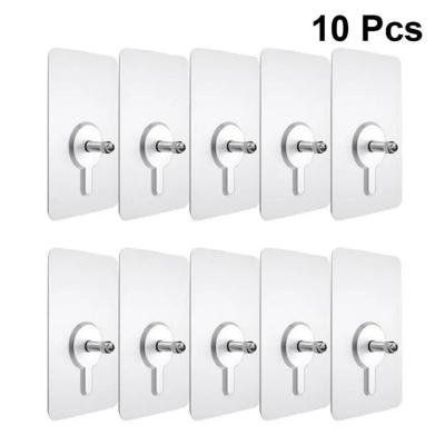 Picture of 10pcs Strong Self Adhesive Punch Free Wall Hooks - Multicolor