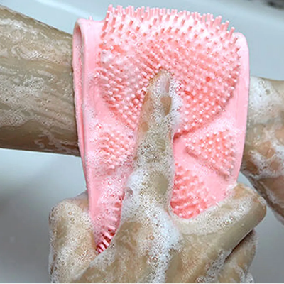 Picture of Silicone bath towel unisex double-sided mud brush bath artifact rub back bath strip to remove dead skin bath supplies - Multicolor