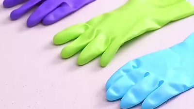 Picture of High Quality Multicolor Silicone Kitchen Hand Gloves for Dish Washing - 1 Pair - Multicolor