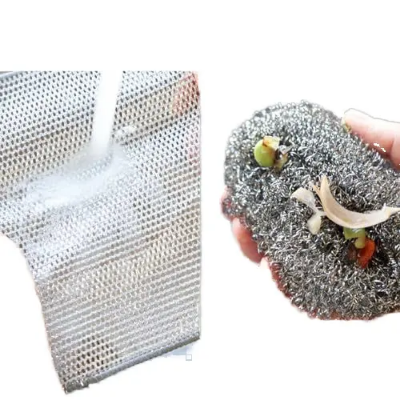 Picture of 5pcs Magic Dishcloth Silver Wire Cleaning Cloths Kitchen Dish Pot Washing Cloth Double-sided Thickened Towels Steel Wire Rags - Multicolor