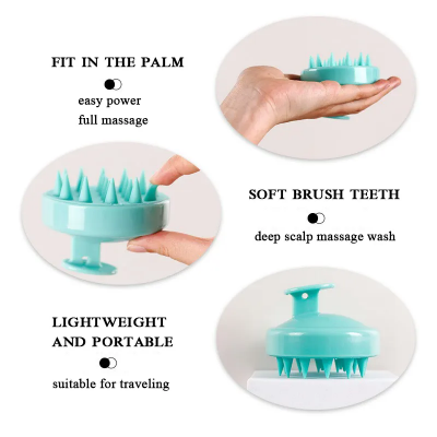 Picture of Silicone Shampoo Scalp Hair Massager Head Body Scalp Massage Brush Comb Hair Washing Comb Shower Brush Bath Spa Massage Brush - Multicolor