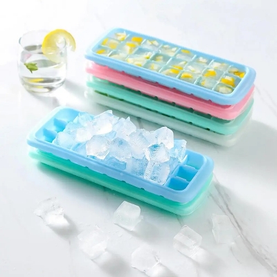 Picture of Simple Silicone Covered Freezer Mold For Household Bar 24 Grid Ice Maker Food Grade Freezer Storage Box Ice Block Molds - Multicolor