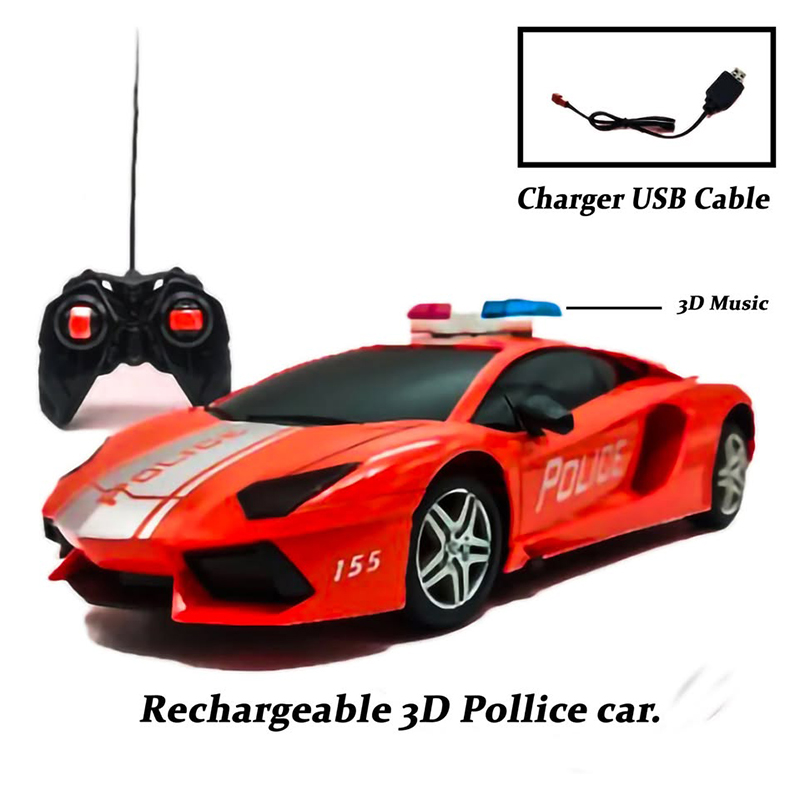 Picture of Remote Controlled Rechargeable 3D Music Toy Police Car Super Speed Car World High Performance Roadster Forward/Reverse/Turn Left And Right Car For Kids
